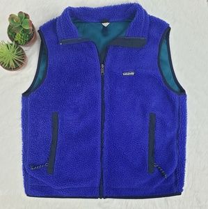Patagonia fleece sherpa vest royal blue sz large
